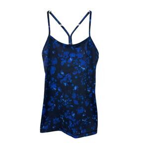 Lululemon Power Y Tank  blue floral print size 6 activewear preppy